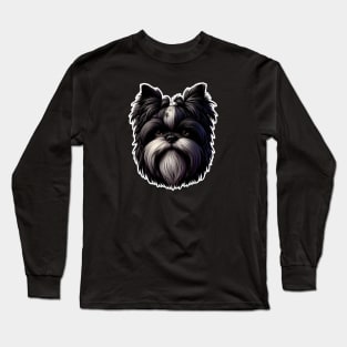 Head affenpinscher dog pet portrait cartoon vector illustration Long Sleeve T-Shirt